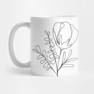 Wildflower Botanical Line Art | Elegant Floral Leaf Design Mug